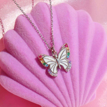 14K Gold Rainbow Butterfly Necklace