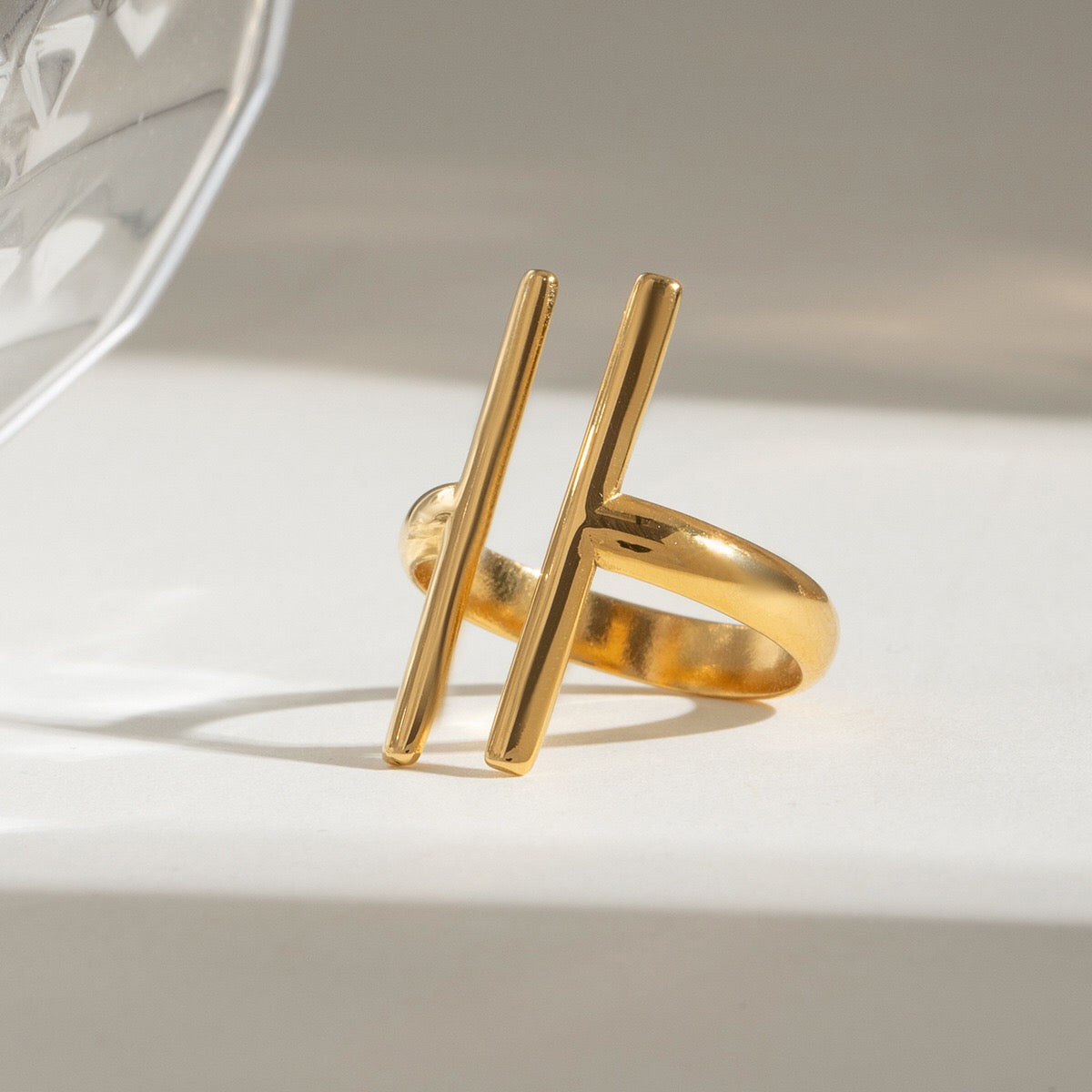 18K Gold Statement T Ring