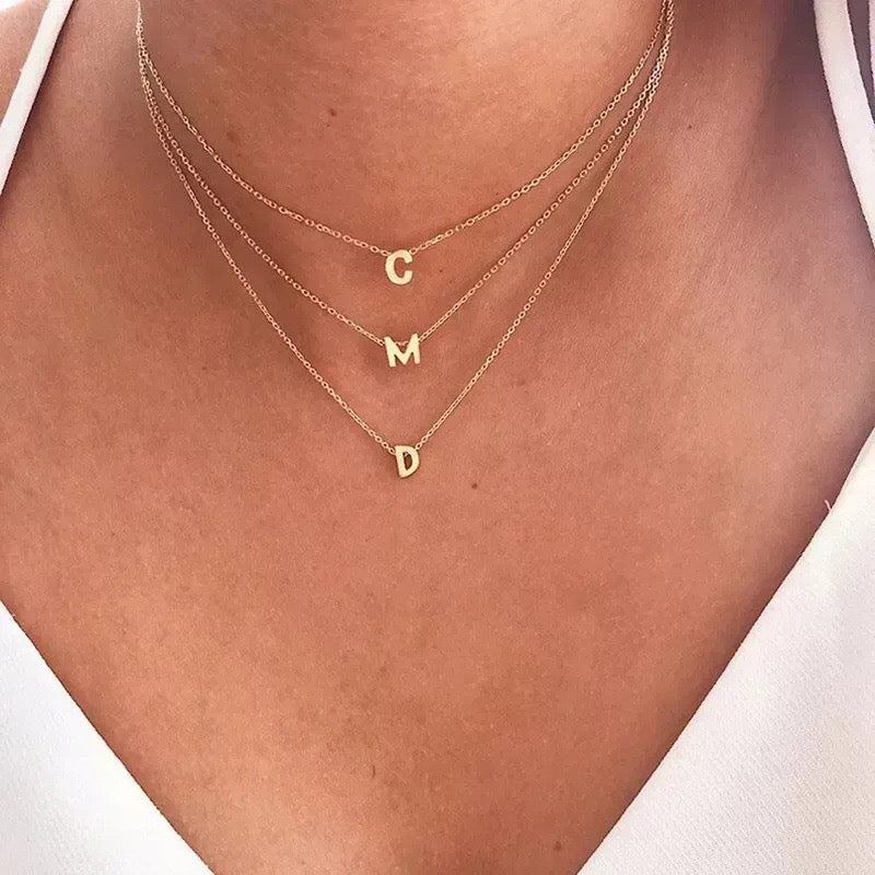 18K Gold Minimalist Initial Letter Necklace