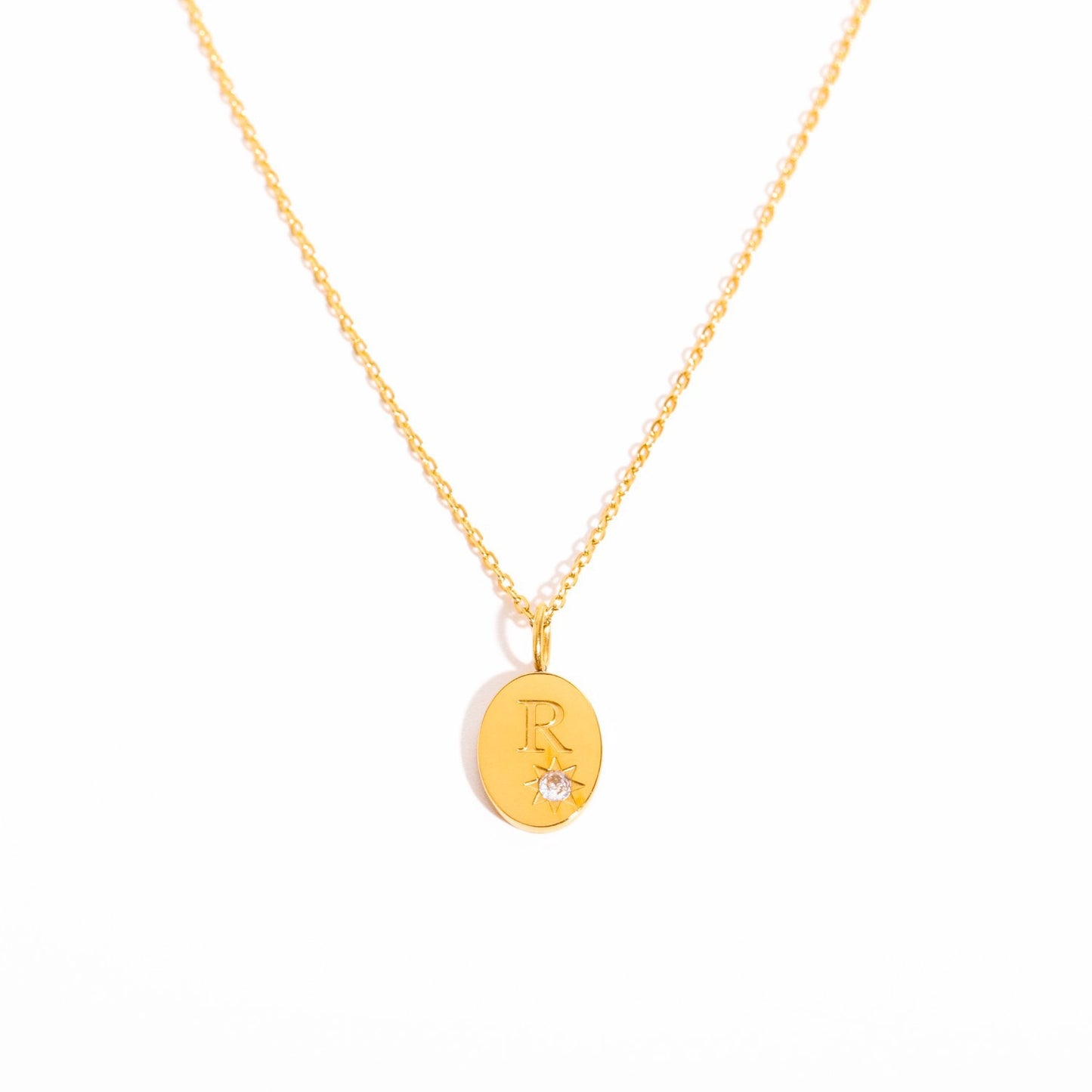 18K Gold Birthstone Initial Zodiac Gold Pendant Necklace