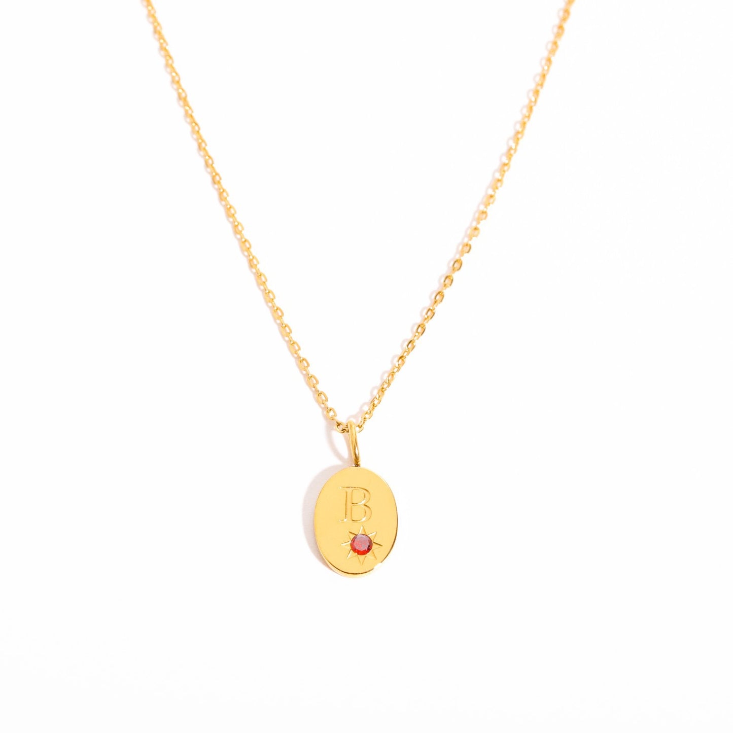 18K Gold Birthstone Initial Zodiac Gold Pendant Necklace