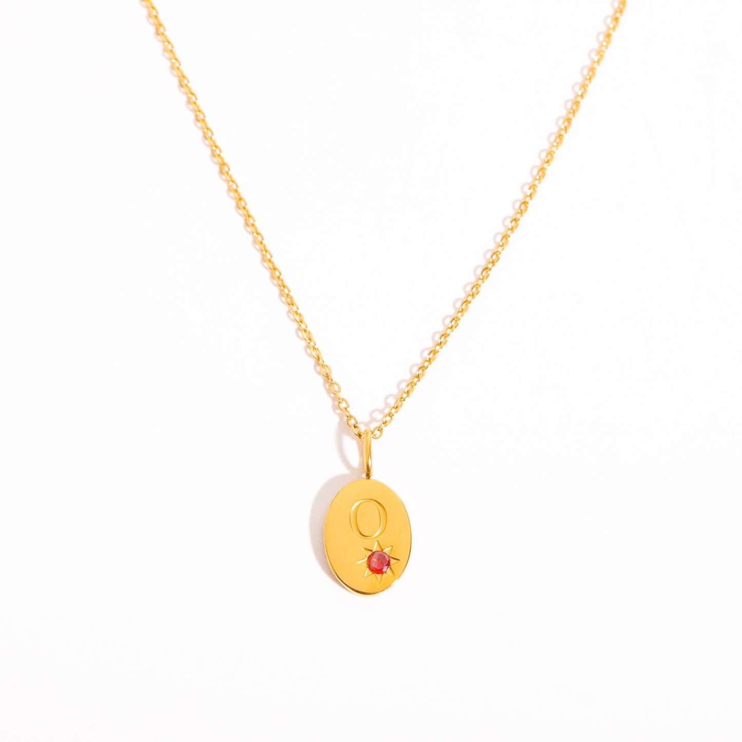 18K Gold Birthstone Initial Zodiac Gold Pendant Necklace