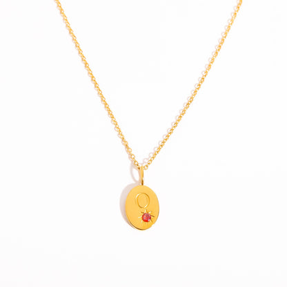 18K Gold Birthstone Initial Zodiac Gold Pendant Necklace