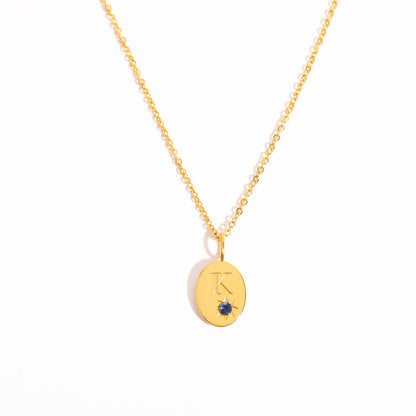 18K Gold Birthstone Initial Zodiac Gold Pendant Necklace