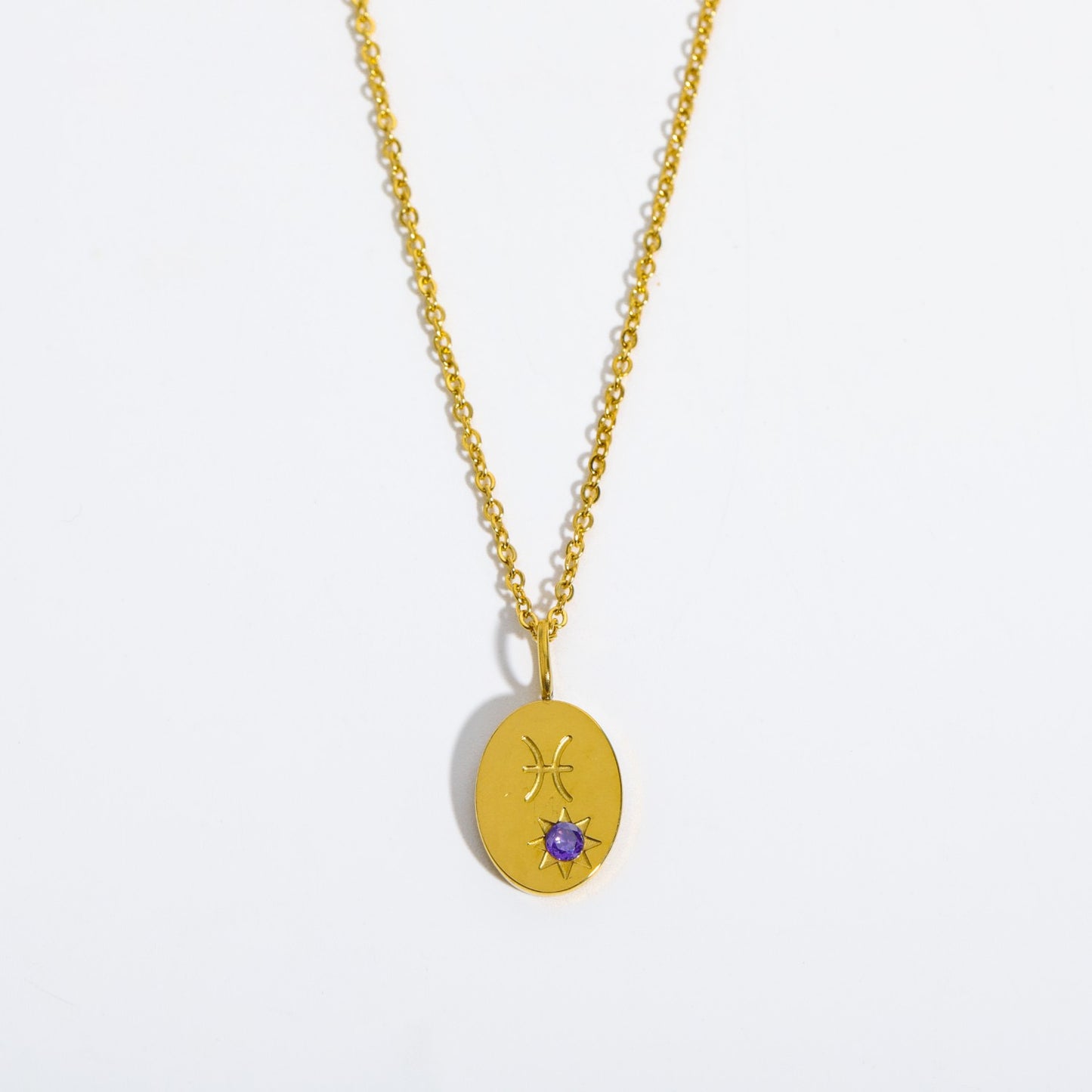 18K Gold Birthstone Initial Zodiac Gold Pendant Necklace