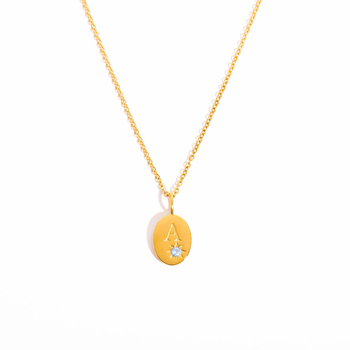 18K Gold Birthstone Initial Zodiac Gold Pendant Necklace