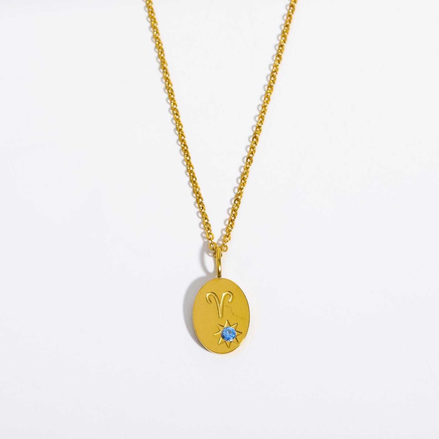 18K Gold Birthstone Initial Zodiac Gold Pendant Necklace