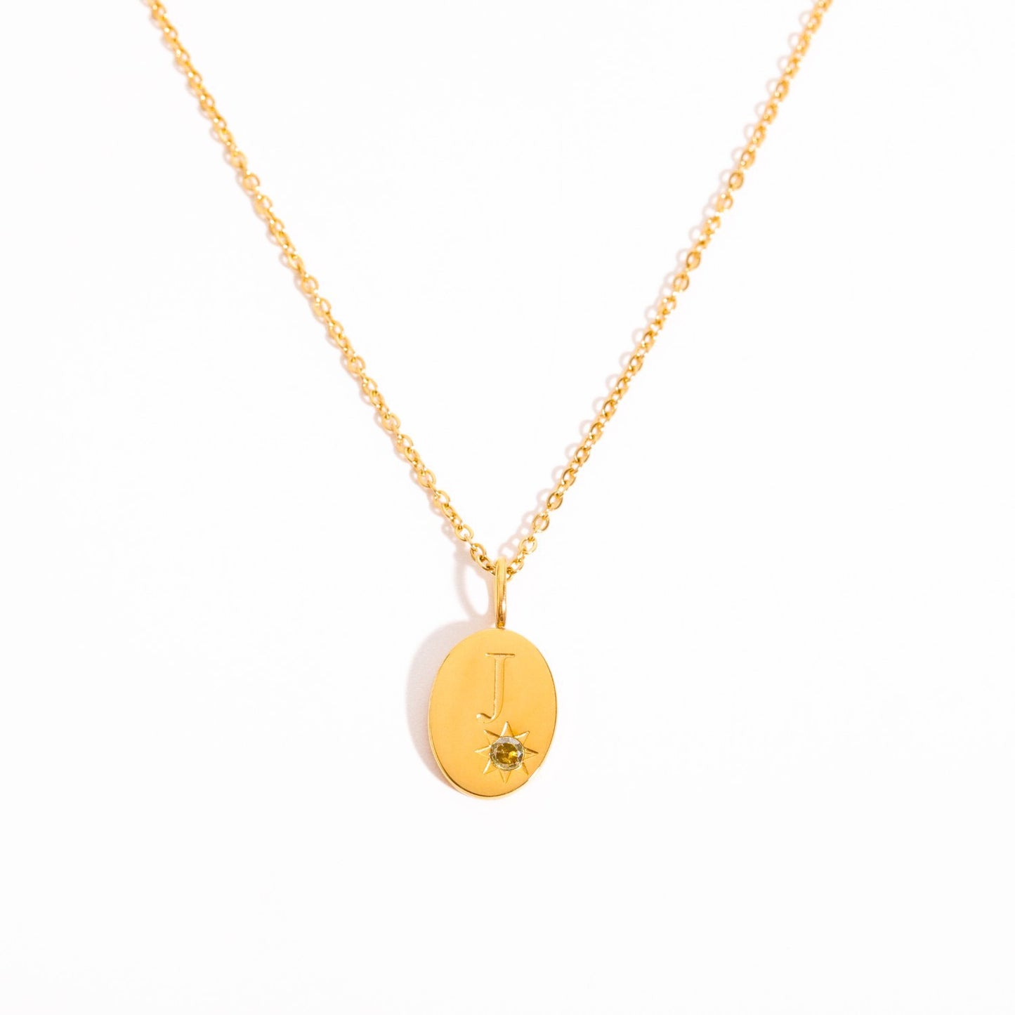 18K Gold Birthstone Initial Zodiac Gold Pendant Necklace