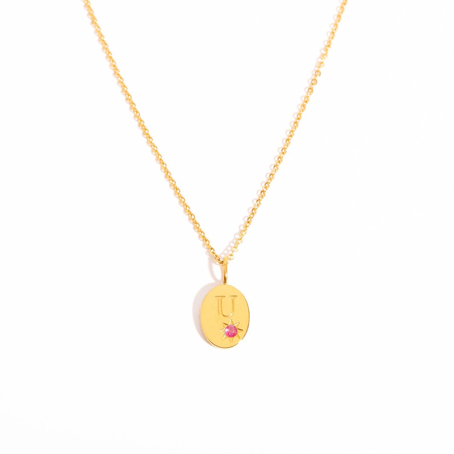 18K Gold Birthstone Initial Zodiac Gold Pendant Necklace