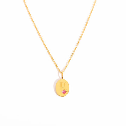 18K Gold Birthstone Initial Zodiac Gold Pendant Necklace