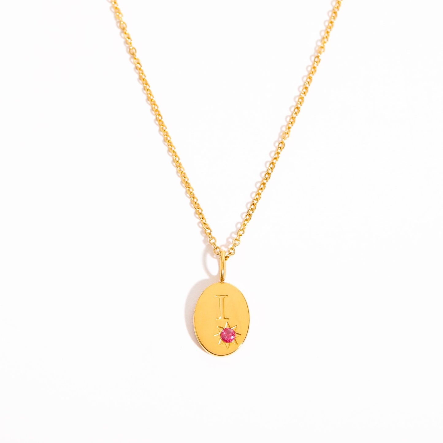 18K Gold Birthstone Initial Zodiac Gold Pendant Necklace