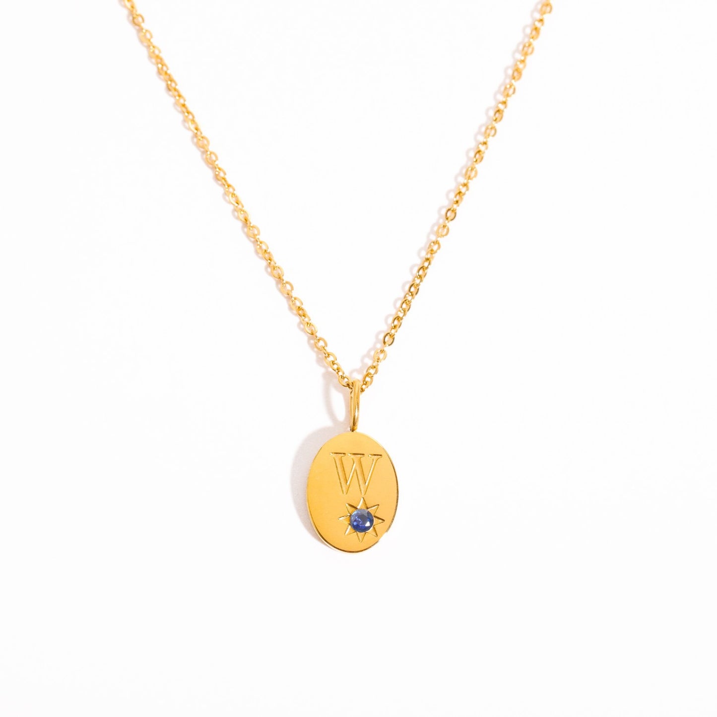 18K Gold Birthstone Initial Zodiac Gold Pendant Necklace