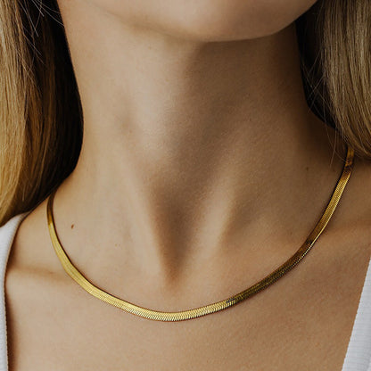 18K Gold Herringbone Necklace