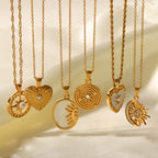 18K Gold Celestial Moon and Sun Pendant Necklace
