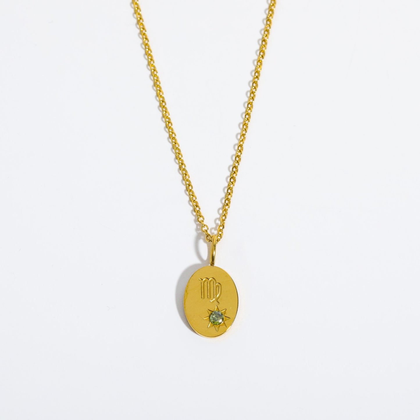 18K Gold Birthstone Initial Zodiac Gold Pendant Necklace