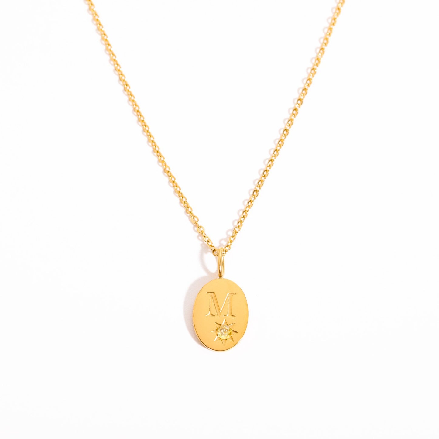 18K Gold Birthstone Initial Zodiac Gold Pendant Necklace