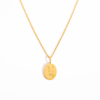 18K Gold Birthstone Initial Zodiac Gold Pendant Necklace