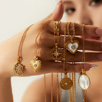 18K Gold Celestial Moon and Sun Pendant Necklace