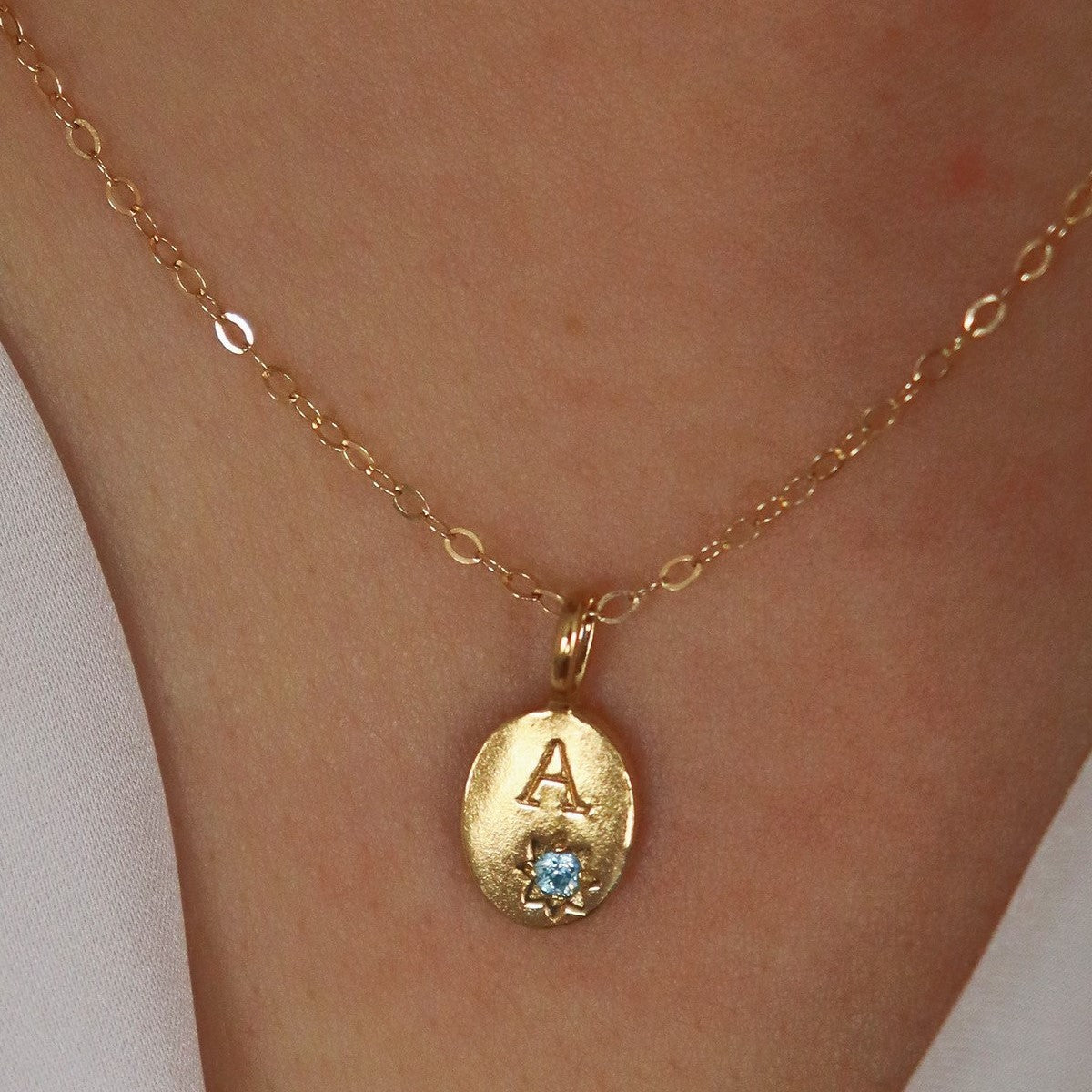 18K Gold Birthstone Initial Zodiac Gold Pendant Necklace