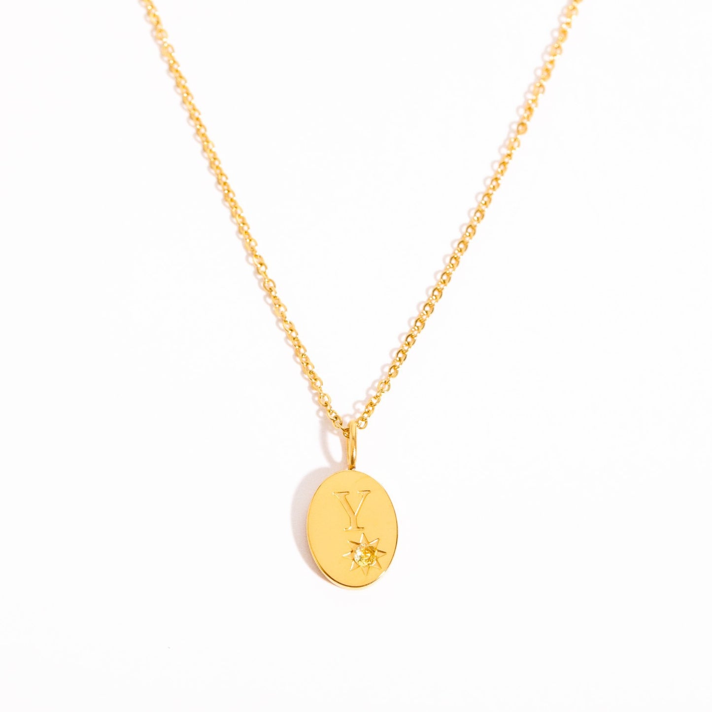 18K Gold Birthstone Initial Zodiac Gold Pendant Necklace