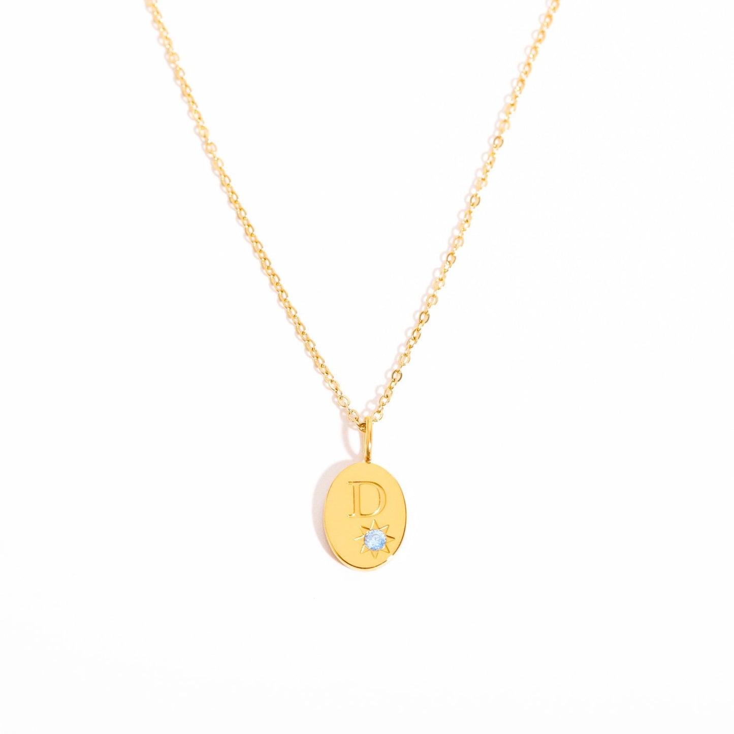 18K Gold Birthstone Initial Zodiac Gold Pendant Necklace