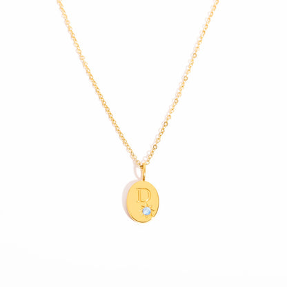 18K Gold Birthstone Initial Zodiac Gold Pendant Necklace