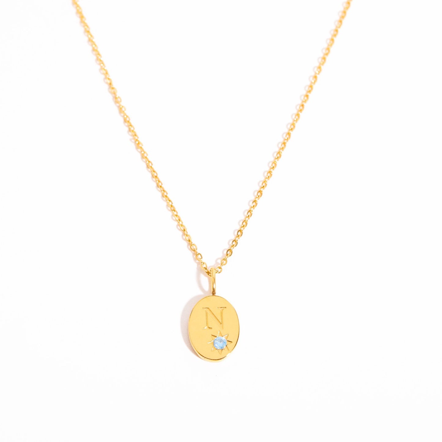 18K Gold Birthstone Initial Zodiac Gold Pendant Necklace