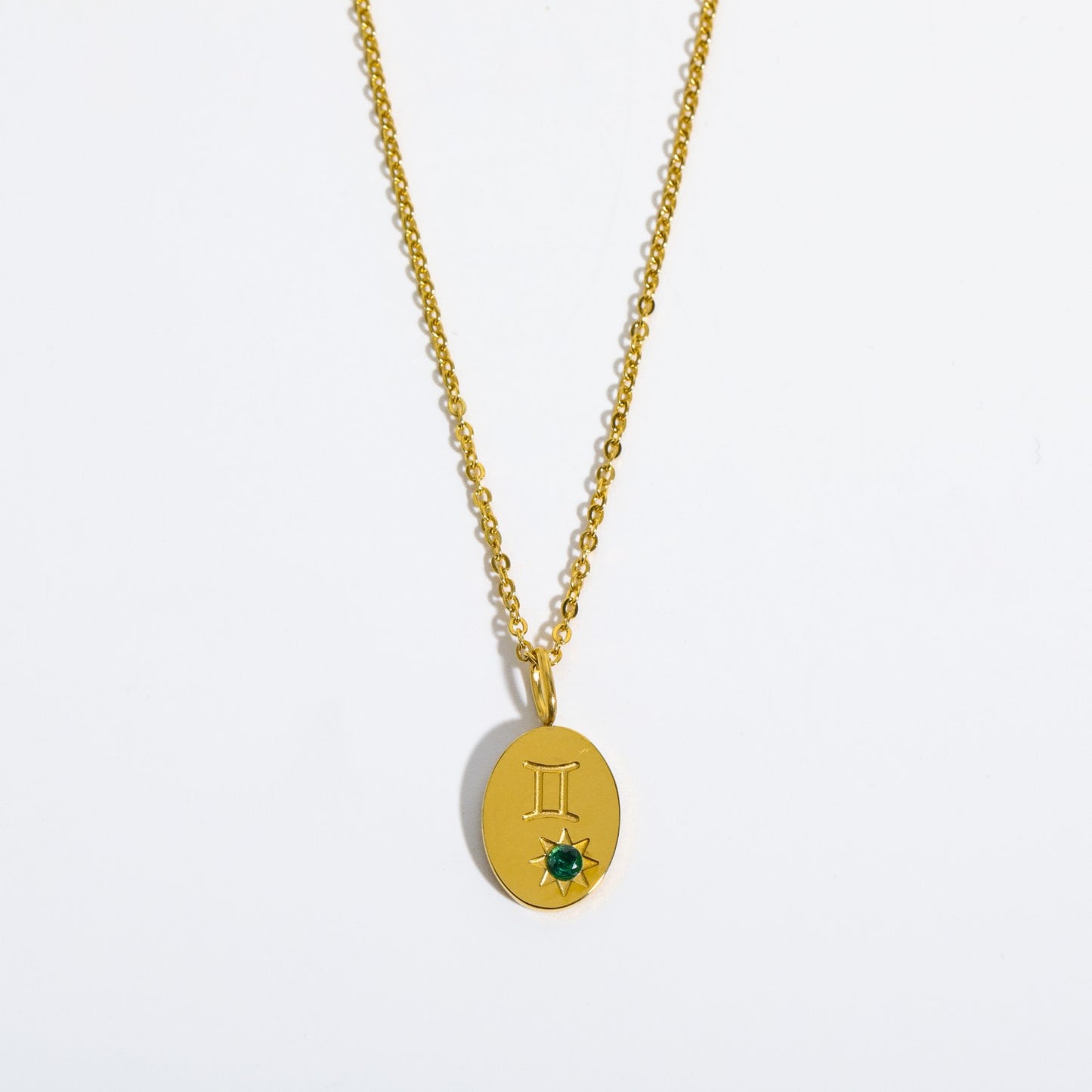 18K Gold Birthstone Initial Zodiac Gold Pendant Necklace