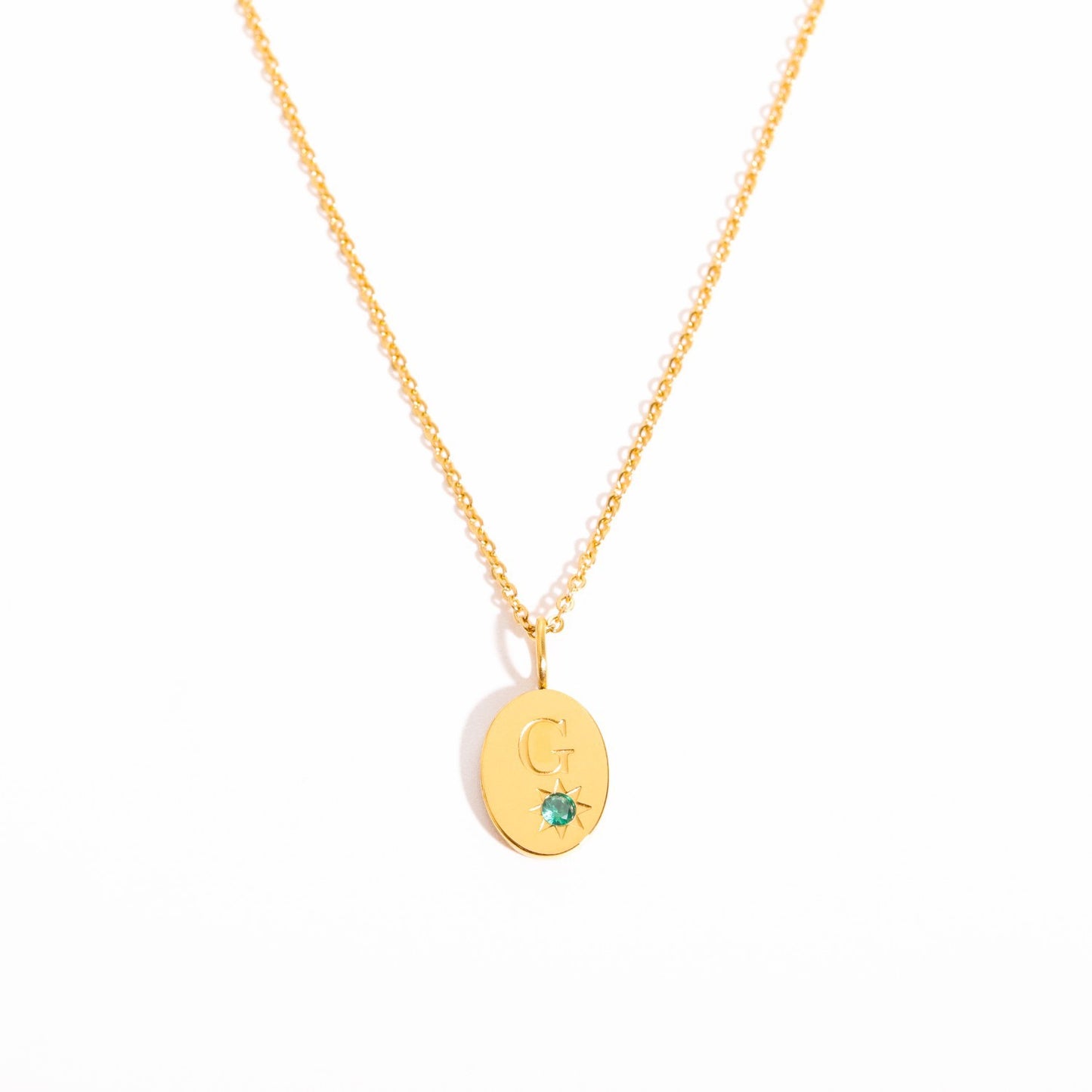 18K Gold Birthstone Initial Zodiac Gold Pendant Necklace