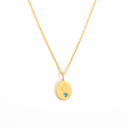 18K Gold Birthstone Initial Zodiac Gold Pendant Necklace