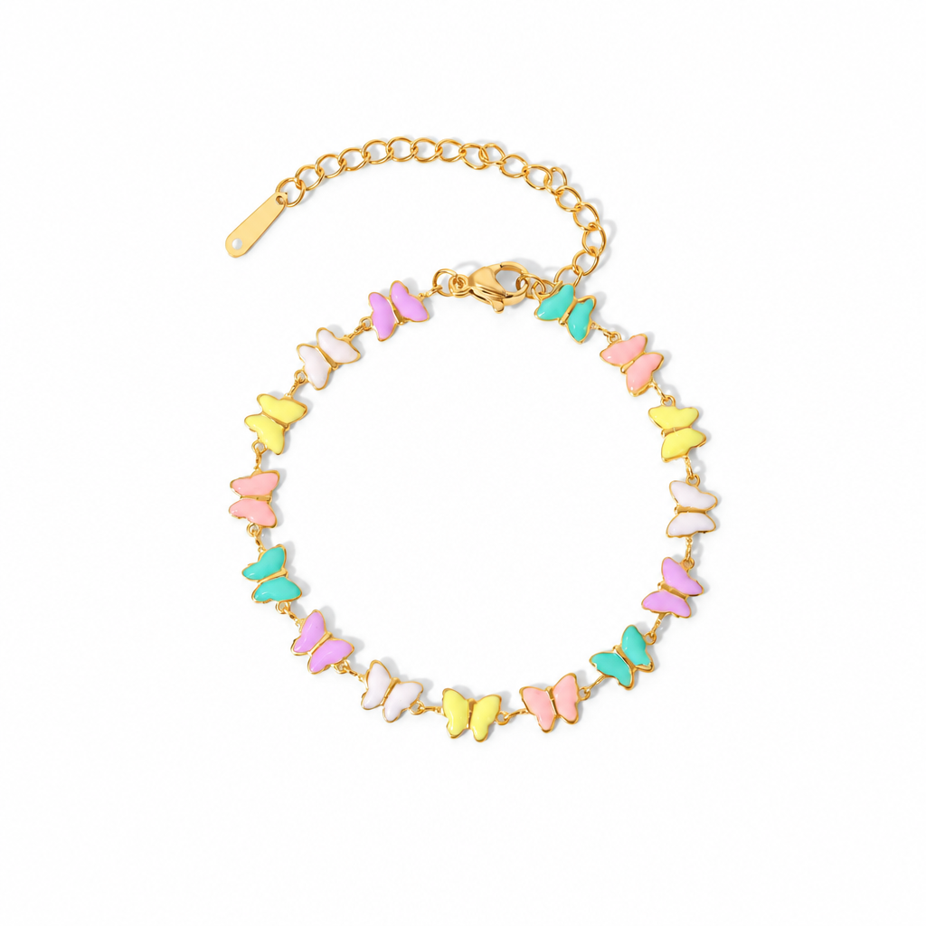 18K Gold Pastel Color Butterfly Bracelet