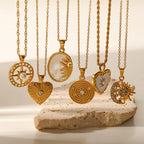 18K Gold Celestial Moon and Sun Pendant Necklace