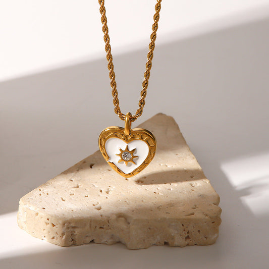 18K Gold Pendant Heart Necklace