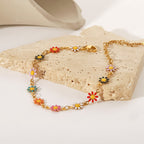 18K Gold Daisy Necklace Bracelet Set