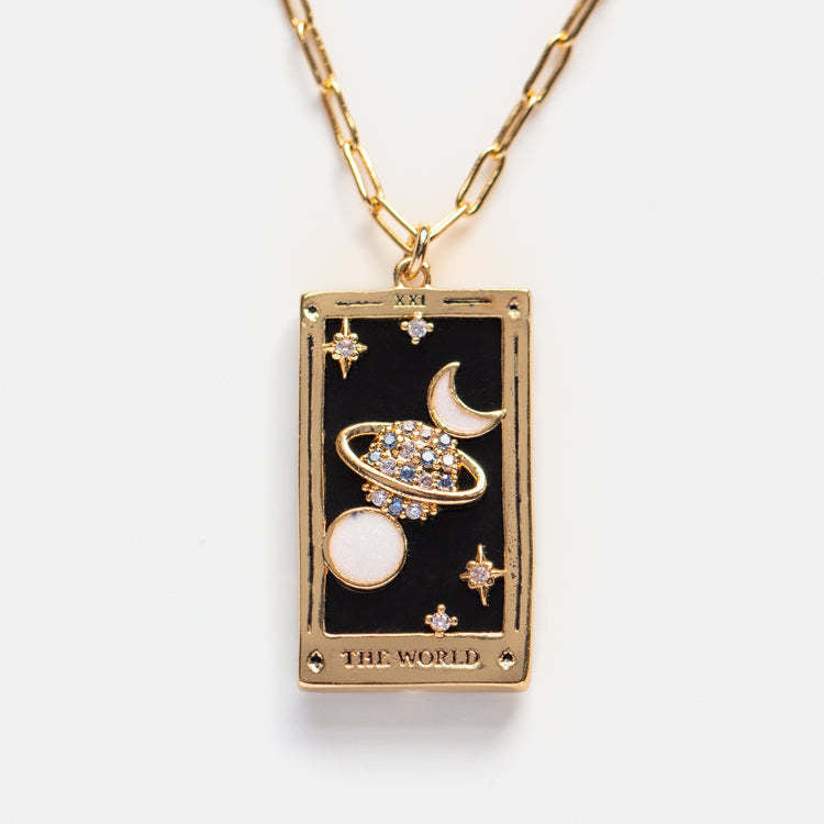 18K Gold Tarot Card Pendant Necklace