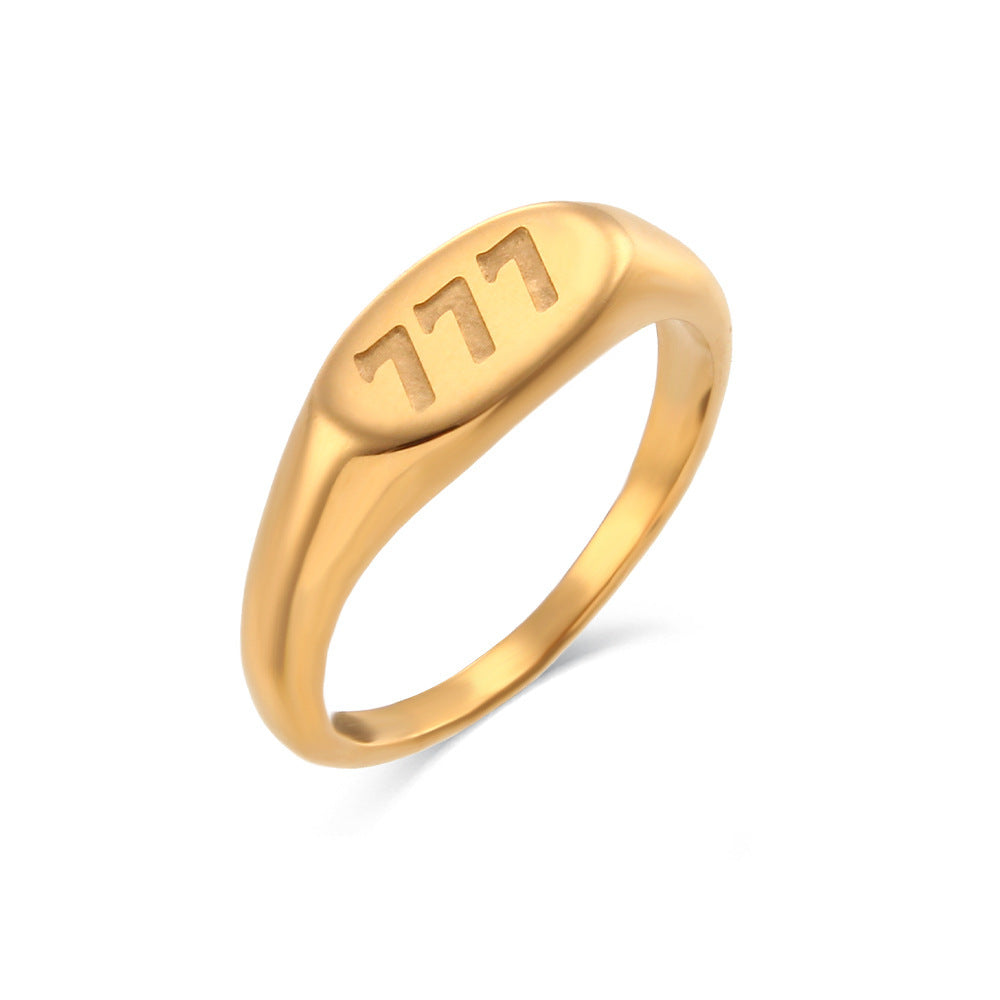 18K Gold Angel Numbers Signet Ring