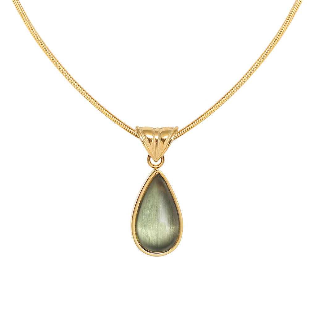 18K Gold Ocean Teardrop Necklace