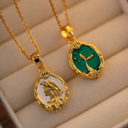 18K Gold Two Sides Mermaid Pendant Necklace