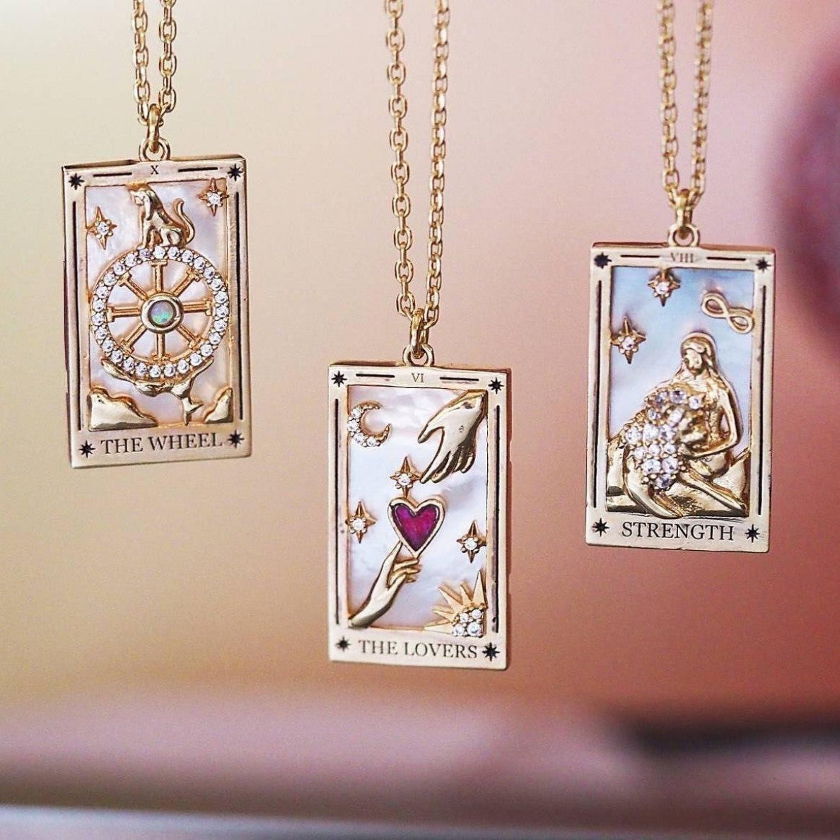 18K Gold Tarot Card Pendant Necklace