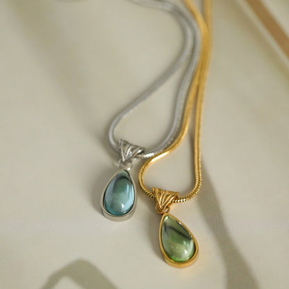 18K Gold Ocean Teardrop Necklace