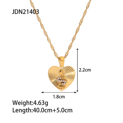 18K Gold Snake in Love Pendant Heart Necklace