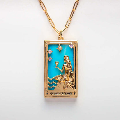 18K Gold Tarot Card Pendant Necklace