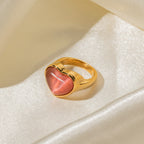 18K Pink Heart Gold Ring