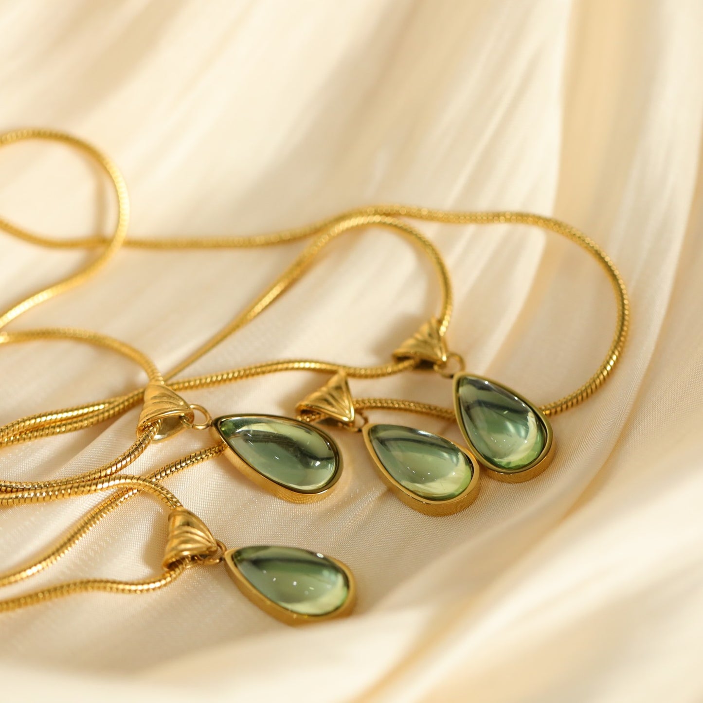 18K Gold Ocean Teardrop Necklace