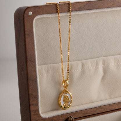 18K Gold Two Sides Mermaid Pendant Necklace