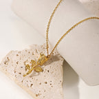 18K Gold Rose Pendant Necklace