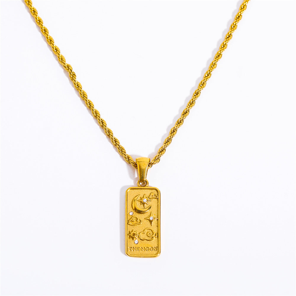 18K Gold Tarot Card Plate Pendant Necklace