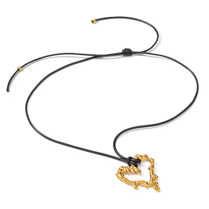 18K Gold Dripping Heart Pendant Necklace