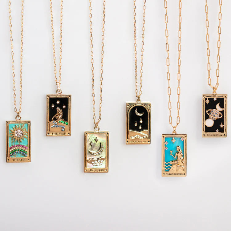 18K Gold Tarot Card Pendant Necklace