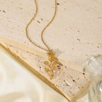18K Gold Rose Pendant Necklace